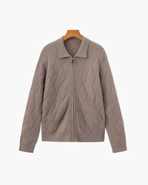 Cárdigan con cremallera y punto de diamante Heritage