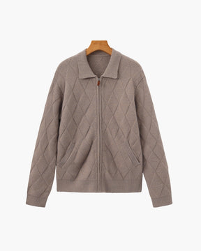 Cárdigan con cremallera y punto de diamante Heritage